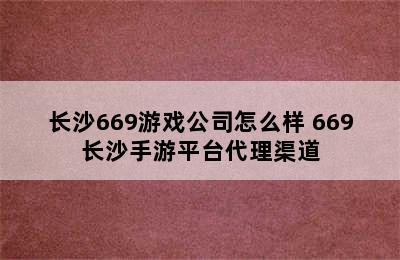 长沙669游戏公司怎么样 669长沙手游平台代理渠道